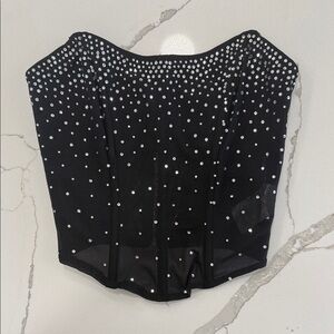 Edikted Black Rhinestone Crop Top
